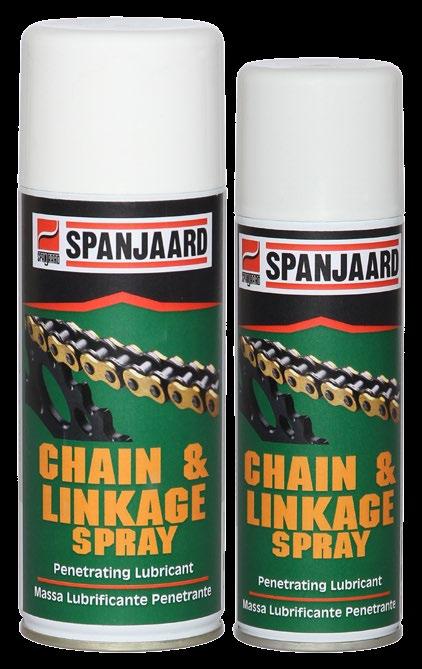 CHAIN LUBRICANTS CHAIN & LINKAGE SPRAY Superior, non-staining, highly water-resistant chain and linkage spray that penetrates like oil, lubricates like grease and resists fling-off.