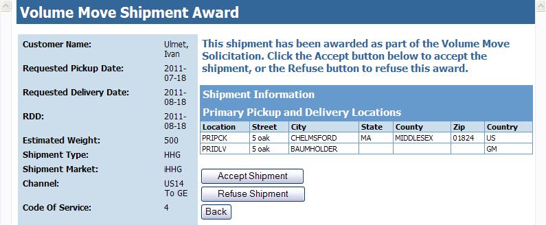 Figure 4-10, below. (Alternately, you can click Volume Move Awards on the Shipment Awards/Offers menu, on the left.) Figure 4-10.