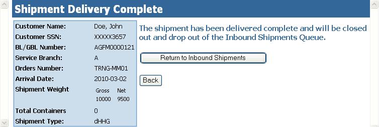 Enter the date of the delivery and the weight of the delivered shipment, which is automatically set to the shipment net weight.