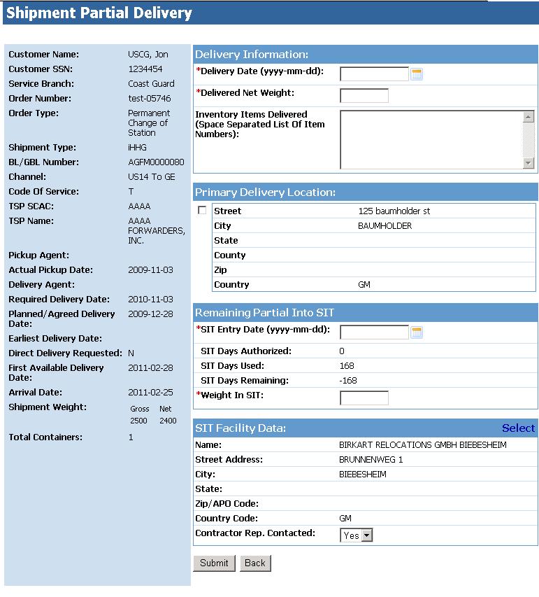 Confirm Shipment Delivery The Shipment Delivery Complete page (Figure 8-8), notifies users that the shipment has been delivered complete.