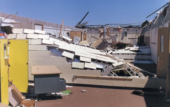 FEMA Chapter 3: Case Studies Tornado Damage Wall and roof structures, including those of designated areas of refuge, failed under the combination of uplift and lateral loads caused by the tornado