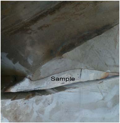 life estimations. 2 Metallographic Investigations The sample for metallographic investigations was cut from the cracked blade as indicated in Fig.