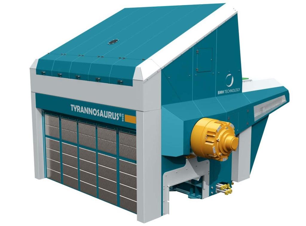 TYRANNOSAURUS 9900 Shredders The biggest waste shredder in the world Shreds any combustible material Produces uniform 80 mm particle size in one single phase Protected by MIPS Hydraulic