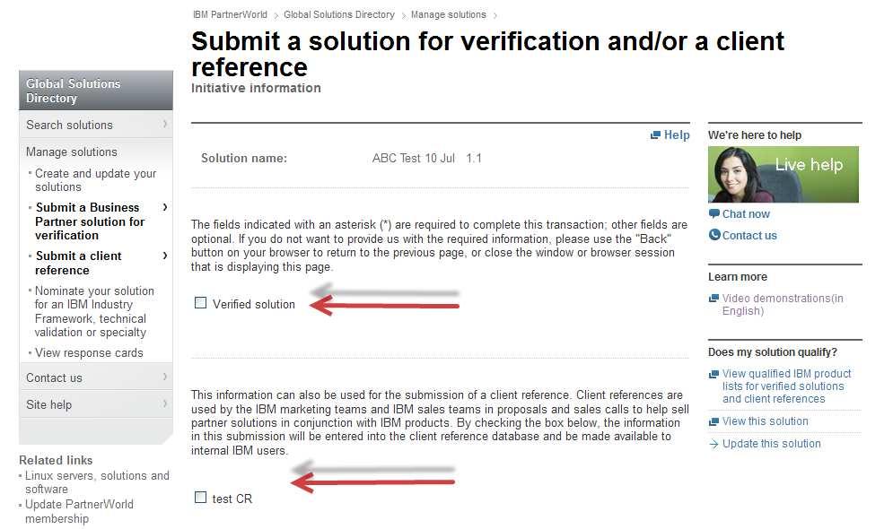 You can submit both a Verified Business Partner Solution