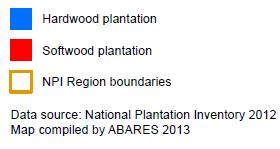 Perth Albany From the mid-1980s to the mid-1990s, bluegum plantations were mostly established in the South Figure 3 Distribution of softwood and hardwood plantations in Western Australia (Source: