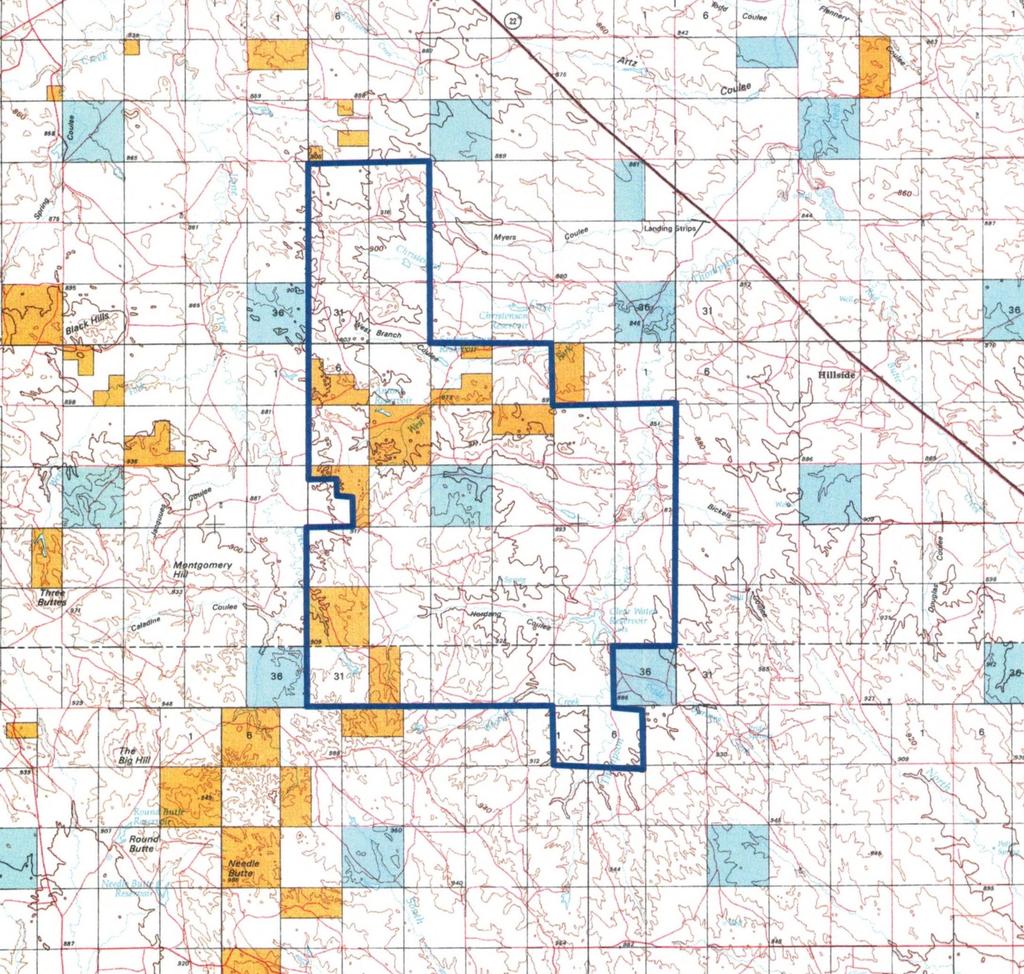 ACREAGE: 21,991 Ac. Deeded 640 Ac. State of Mont. Lease 2,849 Ac. BLM Lease 25,480 Ac.