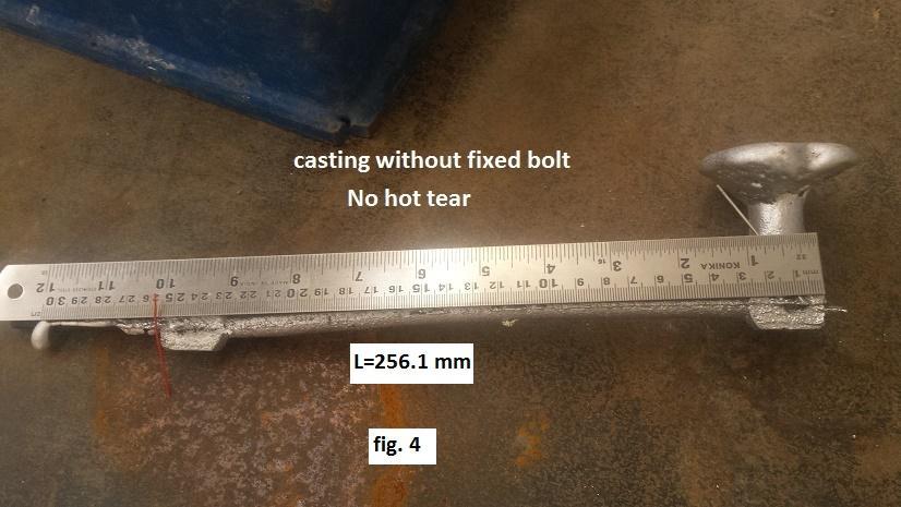 also the variation of the load and delta as a function of temperature instead of time (Fig. 6), which give probative results. Figure 4: The size of the casting poured without fixed bolt.