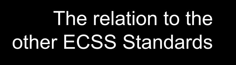 ECSS-S-ST-00 System Description ESA UNCLASSIFIED For Official Use The relation to the other ECSS Standards Space Project Management (M) Space Product