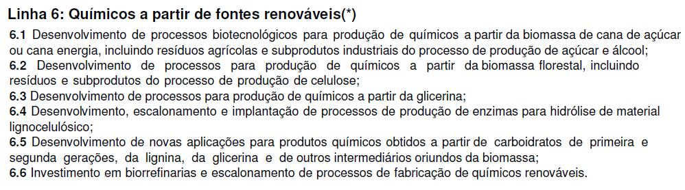 Opportunities in Brazil BNDES/FINEP focusing investments on renewable chemicals Plan to Support the Development and Innovation of Chemical Industry (PADIQ Plano de Apoio ao Desenvolvimento e Inovação