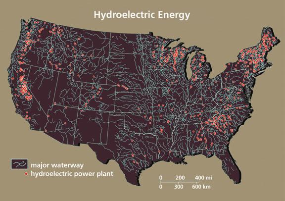 Section 1 Electricity and Your Community Hydroelectric Power Water is the top renewable resource used to generate electric power. Hydroelectric power is generated when flowing water spins a turbine.