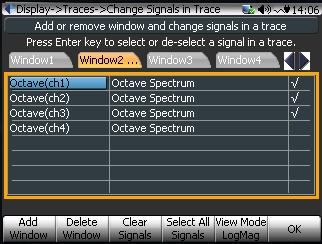 The Trace and Window Settings screen Real-time octave display Creating CSA Projects with Octave Limits Use the CSA Editor in EDM to create Octave CSAs with limits defined.