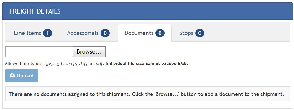 Attach Files to a Shipment Record Upload files to a shipment record so they can be seen by any of the shipping parties at any time. Any party on a shipment can attach a file to a shipment record.