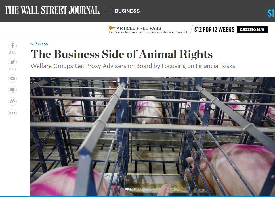 BUSINESS SIDE OF ANIMAL RIGHTS January 26, 2015 As animal-rights advocates focus