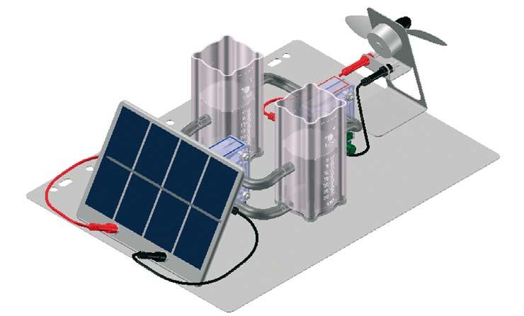 Experiment 3 Solar hydrogen system - H 2 /O 2 Overview The objective of the experiment is to generate electrical energy from the stored gases. The gases are fed to the fuel cell.