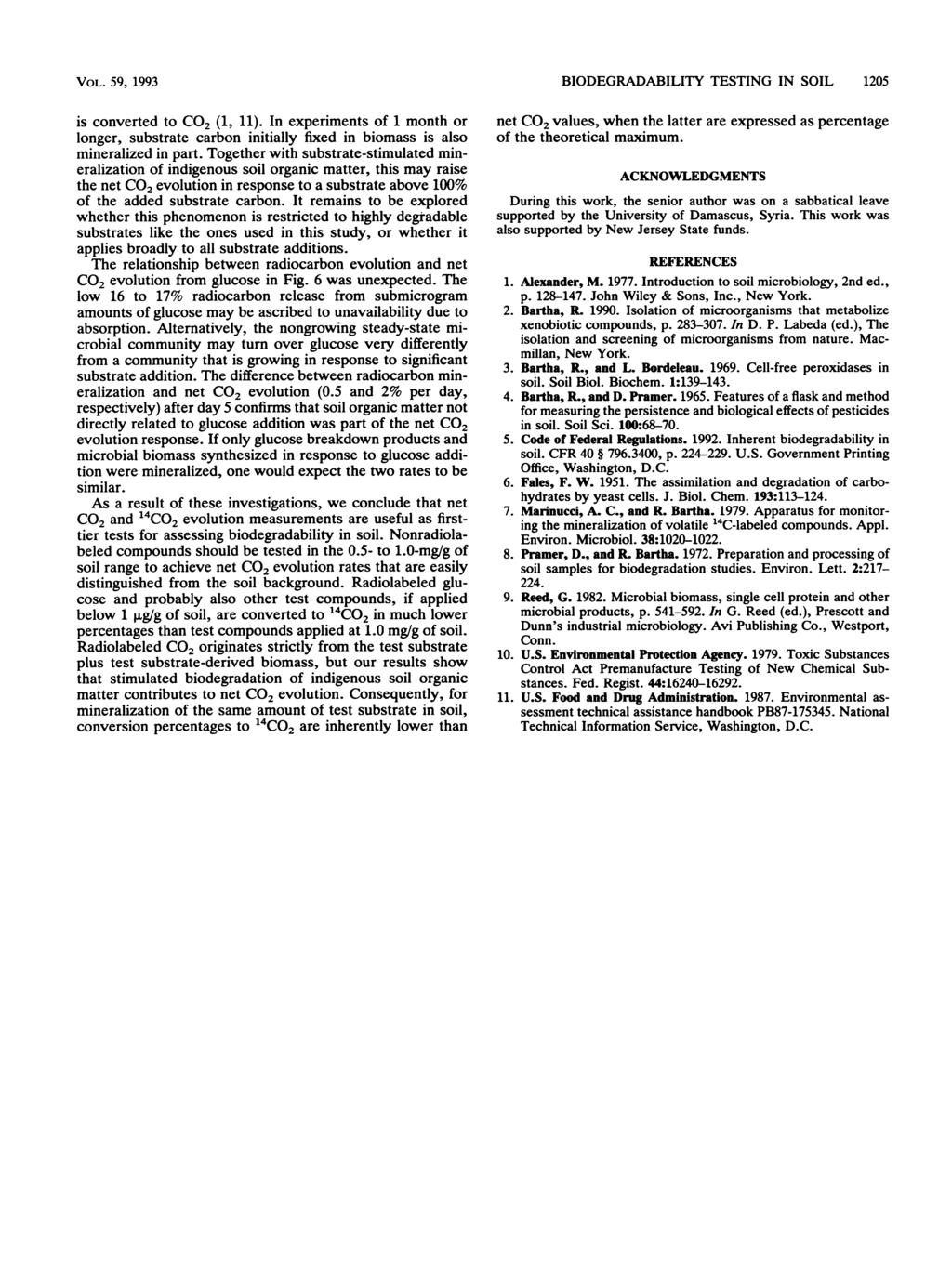 VOL. 59, 1993 is onverted to CO2 (1, 11). In experiments of 1 month or longer, substrate arbon initially fixed in biomass is also mineralized in part.