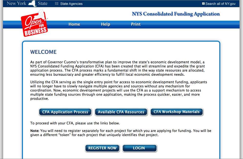 Apply Online w/ the NYS CFA CFA website