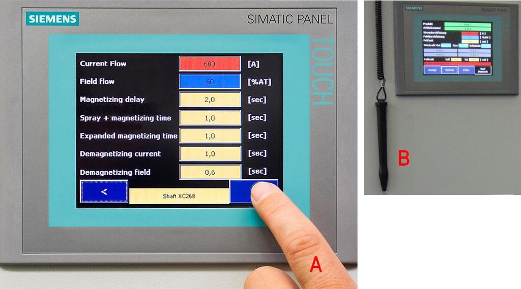 DEUTROFLUX MEMORY Parameter Storage for Magnetic Particle Crack Detection Newly introduced operator panels (touch panels) allow simple entering of data by hand or pen.