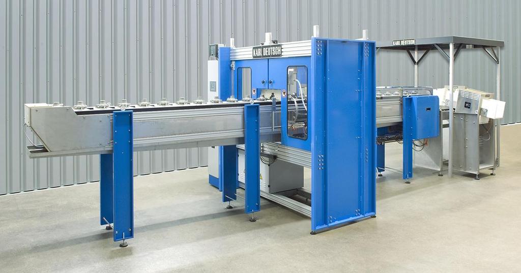 DEUTROMAT Test Machines with Chain Conveyor In order to obtain high throughput, machines with automatic transportation of components are often used. Usually, one piece is tested per cycle.