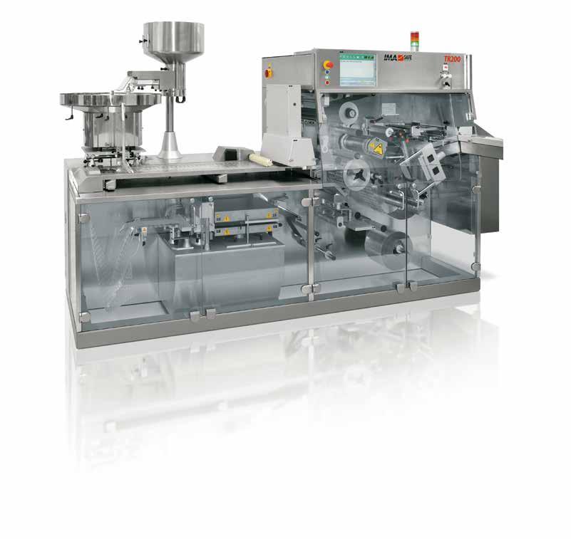 TR200 TR200 is an extremely versatile, medium production speed blister packaging machine that was designed for production cycles that require frequent size changeovers.