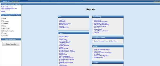 Reports Tab The reports section of the program allows you to print comprehensive reports containing your Time Card, Employee and Schedule information.