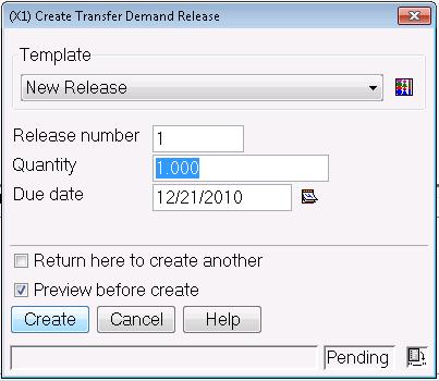 Transfer Demand Order Item Line Release At the bottom of the screen now is a new window for Blanket Item Releases. At least one release line per item is always needed.