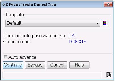 Transfer Demand Order Release The Release Transfer Demand Order window will appear and you can click on continue to release this order.