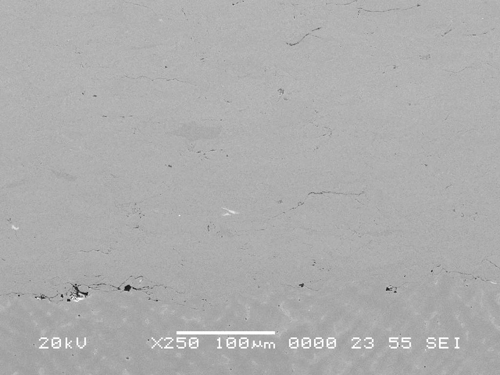 on 6061 Al plate w/ grit blast Microstructure observations on bronze substrate w/ grit blast Dense deposit consolidation Good