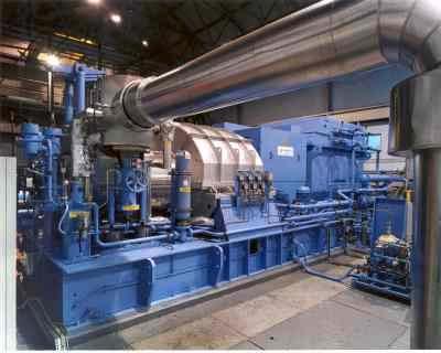 steam turbine is depicted. The plant has an electrical output of 10MW.