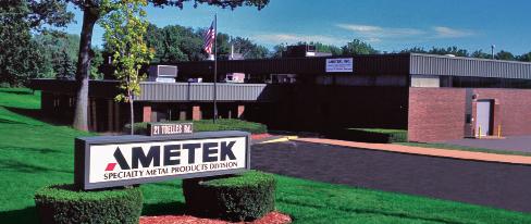 AMETEK Specialty Metal Products located in Wallingford, CT is an established producer of metal strip, wire, fully dense components, and composite products using wrought powder metallurgy and other