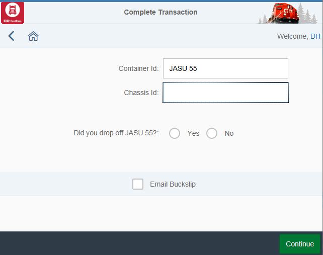 The Summary of Transactions screen will Open by default The driver would select their move Out they are preforming at that time, hit the > and click Exit Terminal The complete transaction screen will