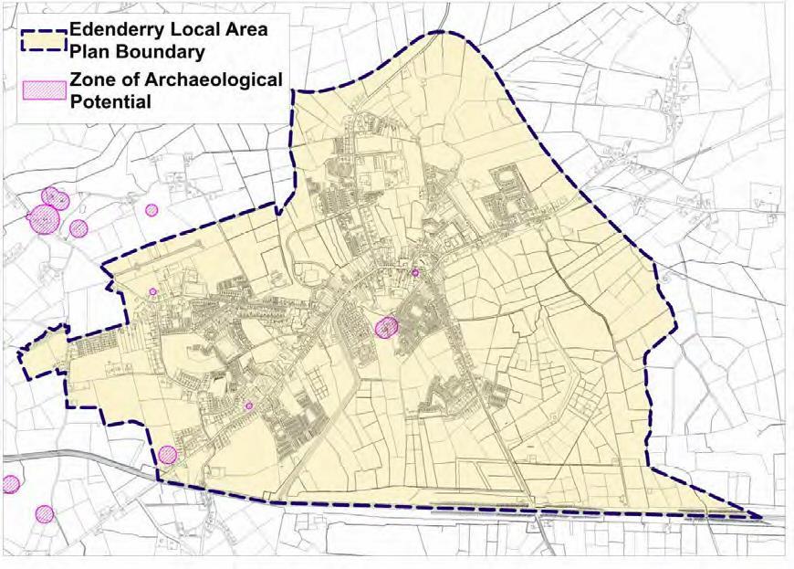 Figure 5.8: Zones of known archaeological potential within and outside the boundary of the Edenderry 5.9 