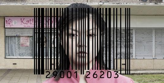 The visual for the advertising campaign uses a bar code device to communicate that humans shouldn t be bought or sold, and directs people to where they can report concerns.