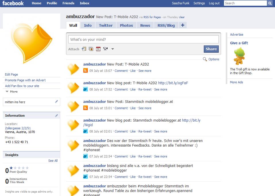 presentation@ Facebook Facebook allows setup of Groups or Fanpages Groups: Members can discuss, publish pictures and post threads. Fanpages: Possiblity to add Fan Box on own site / blog.