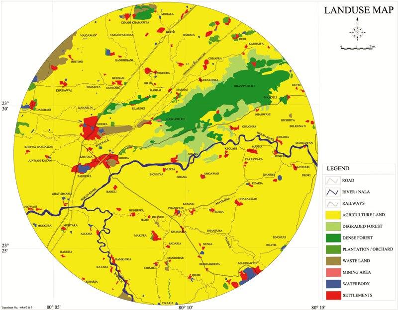 Iron Ore, Beneficiation Plant, at - Industrial area Hargarh, Jabalpur (M.P.) R-EIA 3.5 Land Use Land Cover statistics of the Buffer Zone The imagery of the study area i.e. around 10 Km from Core zone boundary as presented in figure 3.