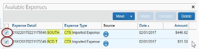 Click on Imported Expenses to take you to that area. a. There should be an airfare charge and a service fee. ii) Select Imported Expenses while in your report.