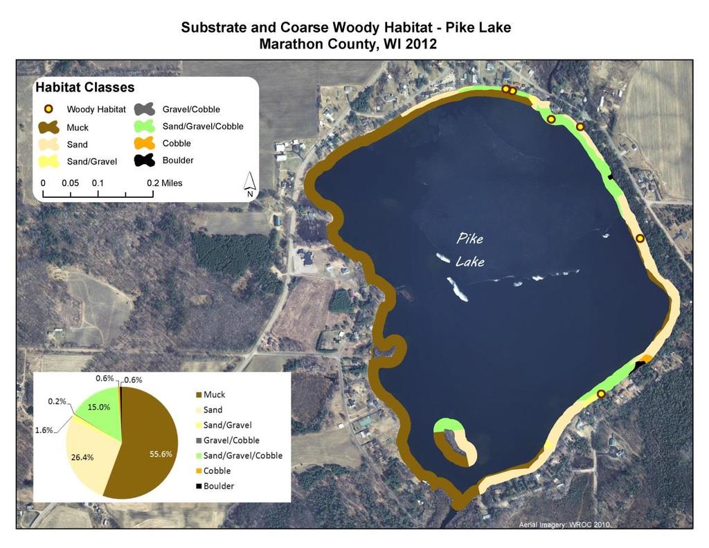 Pike Lake Fishery Habitat in and near the lake plays a major role in the composition of a fish community. Habitat is a combination of aquatic plants, woody structure and lake substrate.