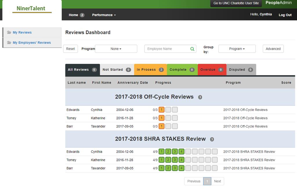 Searching and Dashboard You can search for employee reviews by going to the Performance menu at the top left of your screen. Click My Employees Reviews to take you to your Reviews Dashboard.