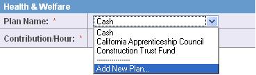 Please note: In the event that a work classification does not require training fund contributions, then select California Apprenticeship Council and enter $0.00 as the Contribution/Hour amount.