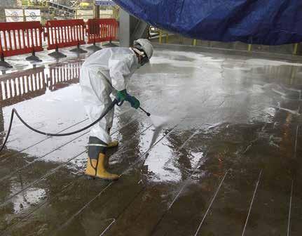 Cutting CFRP Slots Water Blasting CFRP Slots Repair Implementation Having verified the repair design, the slab strengthening project would proceed.