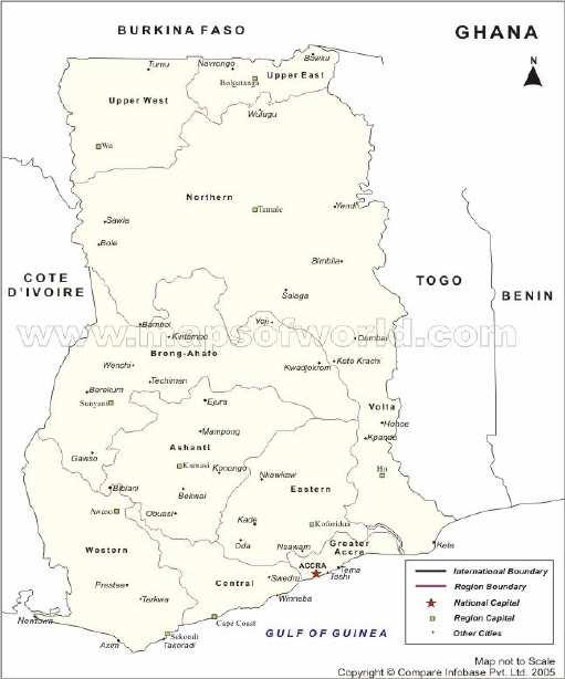Fig. 1. Map of Ghana The metropolis has many industries, ranging from small to large-scale enterprises.