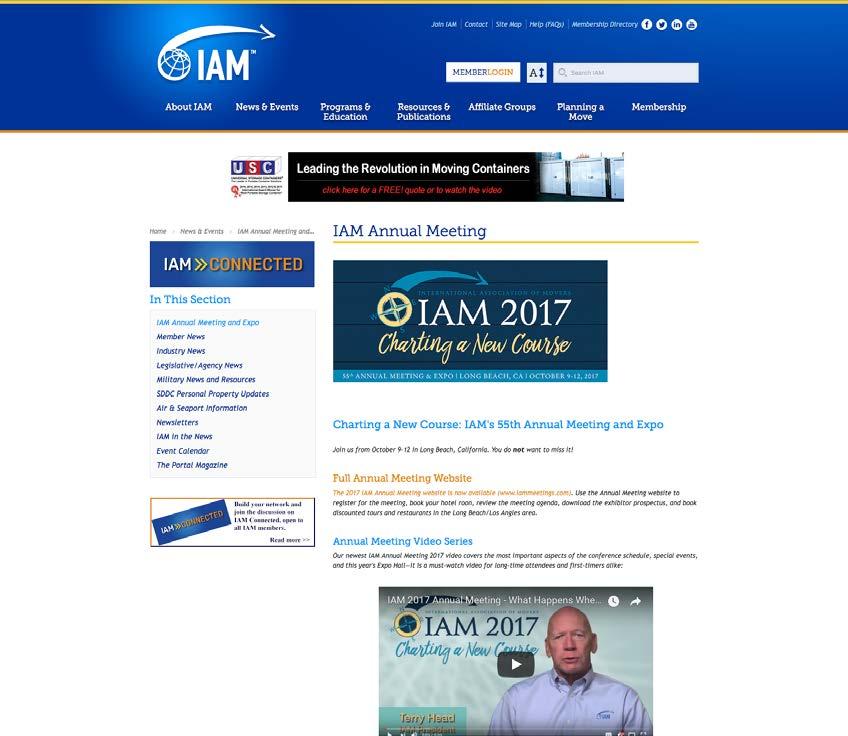 Website The IAM website is the hub of IAM information and services. Visited by members, consumers and industry leaders, the website continues to increase traffic and session duration.