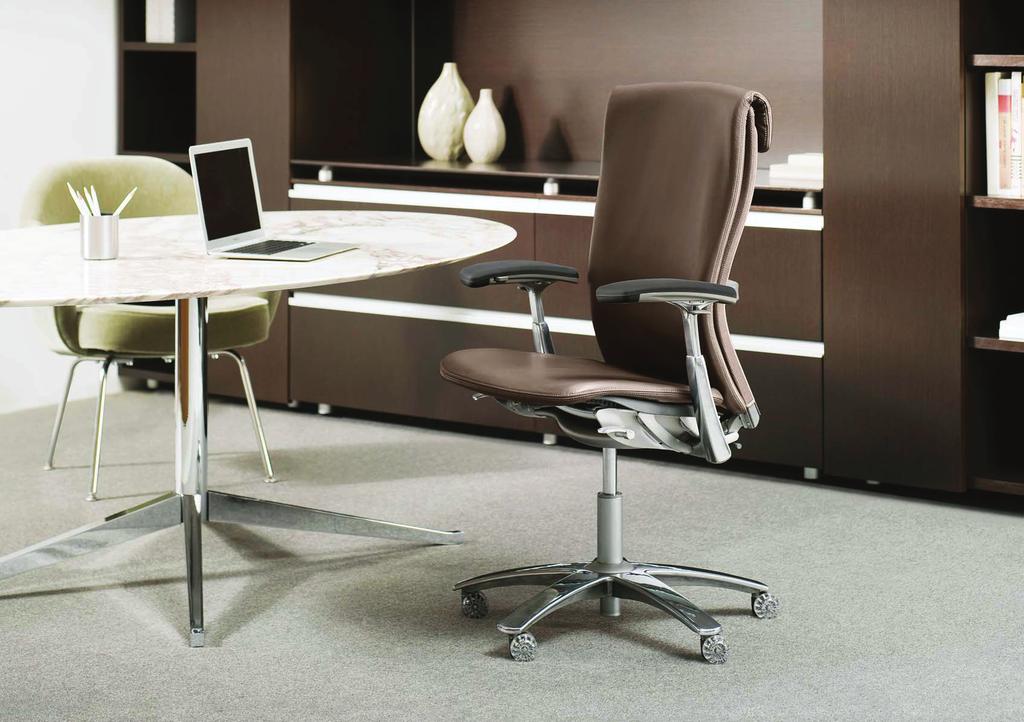 Inspired design Life makes an elegant statement in private offices, shown here with Chestnut Back Suspension Fabric (BSF) and