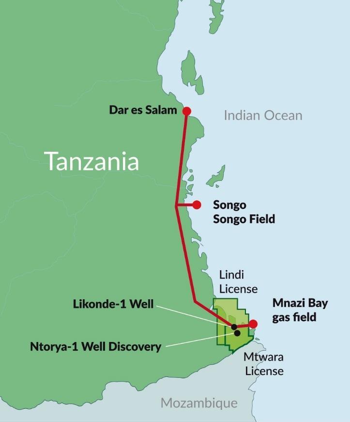 Access to Markets Ntorya discovery and the wider Ruvuma PSA benefits from excellent access to the market through the regional gas pipeline connecting Mnazi Bay to Dar es Salaam $1.