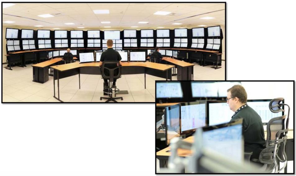 NuScale 12 Module Control Room Notice 12 individual reactor stations and central plant station Currently envision 6 total staff: 3 reactor operators and 3 supervisors