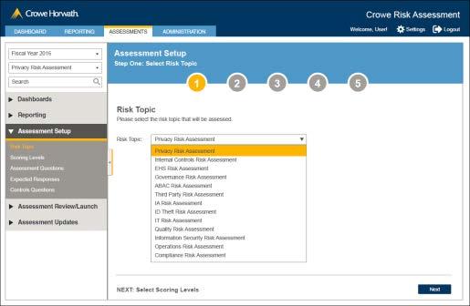 Crowe Collaborative Risk Assessment 5-Step Easy Setup Risk Topic(s) Scoring Assessment Questions Assessment