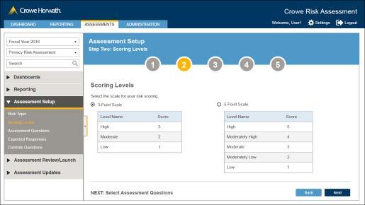 Select multiple risk topics for simultaneous assessment Simple, quick and easy selections Pre-populated inventory of