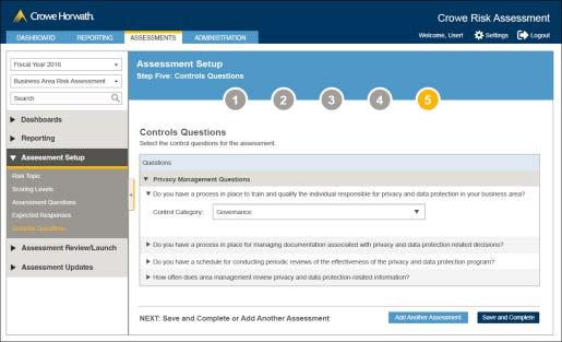 and select expected responses Set expectations and support gap assessment Aids comparison across business units