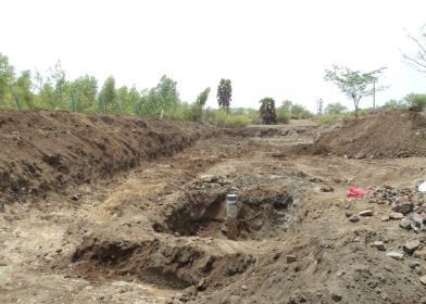 Construction Creation of dugout pit around the bore well The casing