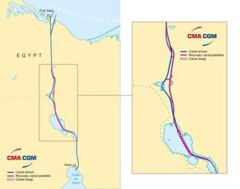 A new competition between Canals is taking place. New Suez Canal: The construction of a parallel route to the old Canal, with a length of 34 km The doubling of the canal s width on 37 km.