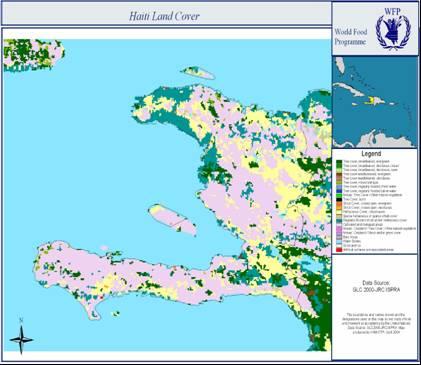 Figure 2: Haiti 2004 Land Usage Map (6) Each of these maps was then input into ArcGIS, and Geo-Referenced with the GIS shapefile and HEC-HMS watershed model developed by Fredline